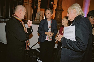 Claudia Schmied mit Hans Hollein und Dietmar Steiner – © Pez Hejduk Claudia Schmied mit Hans Hollein und Dietmar Steiner
